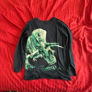 The Children’s Place Black Long Sleeve T-Shirt with Green Skeleton Rider Graphic